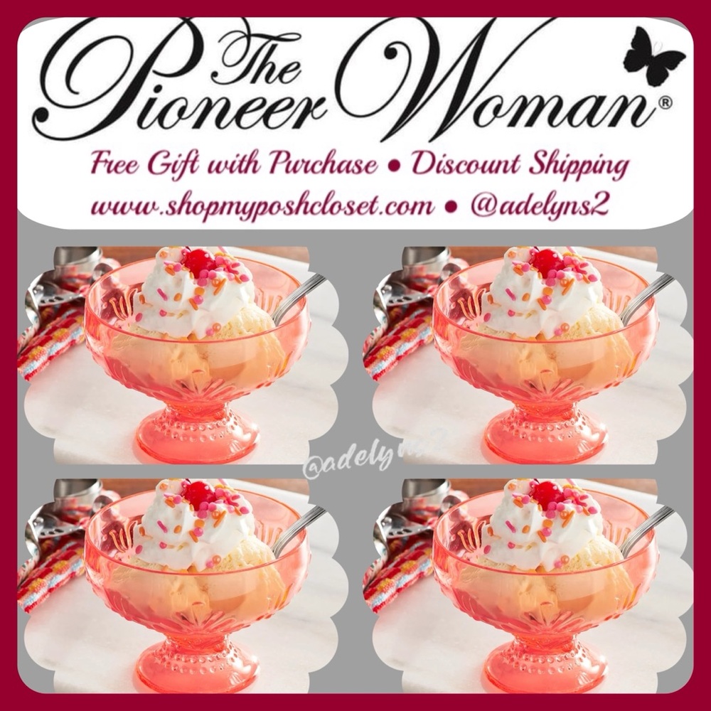Last Set 🌺 New Pioneer Woman Sunny Days 10-Ounce Ice Cream Cup, Coral, Qty 4 - Picture 1 of 8